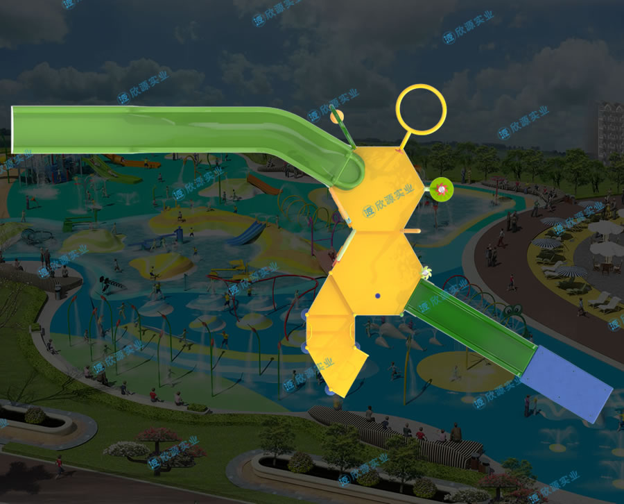 雙滑道水上滑梯組合