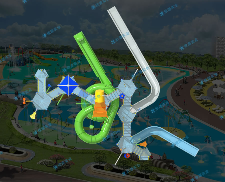 戶外水上樂園組合滑梯