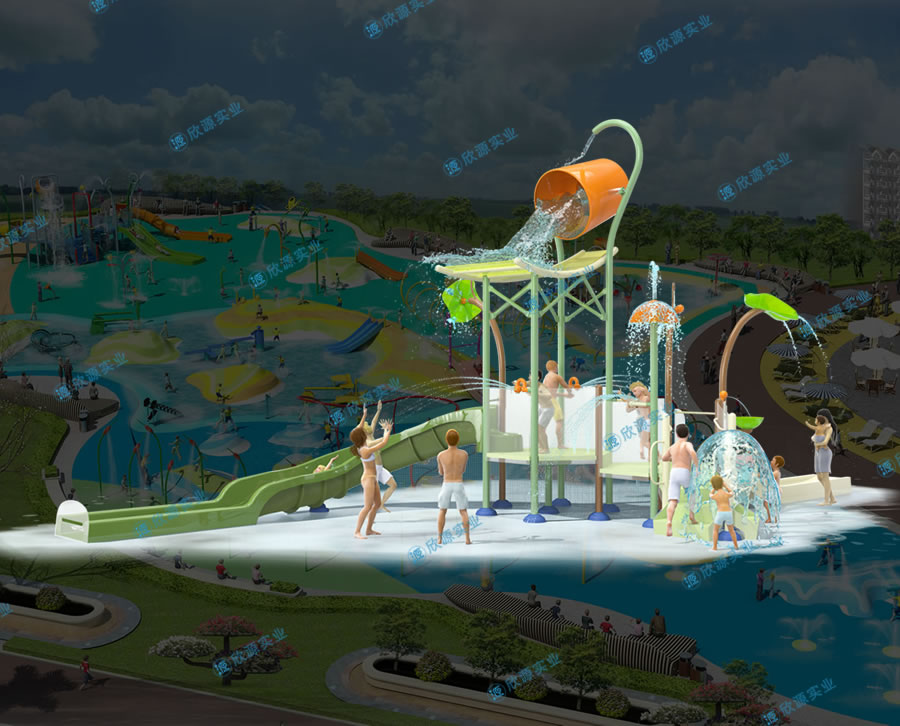 水上樂園倒水桶滑梯組合