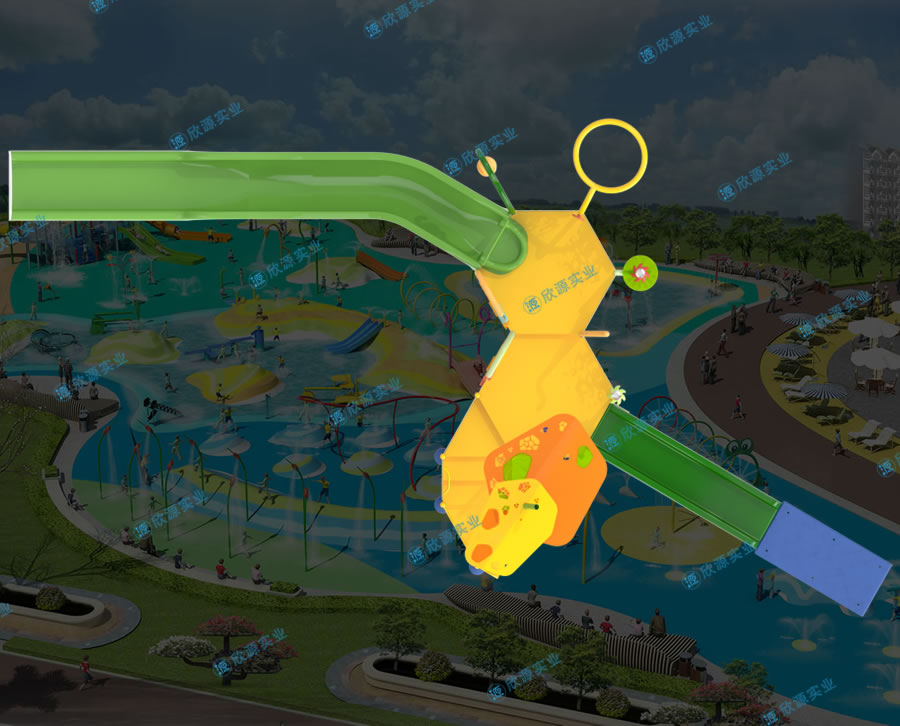 雙滑梯水上滑梯組合