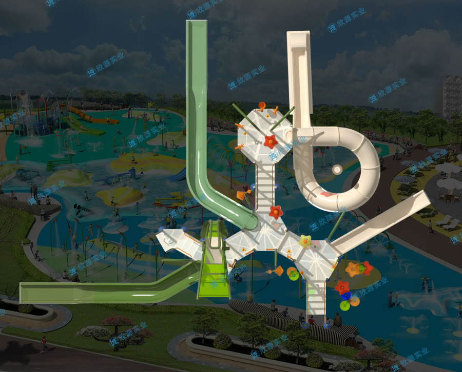 水上樂園滑梯組合平臺