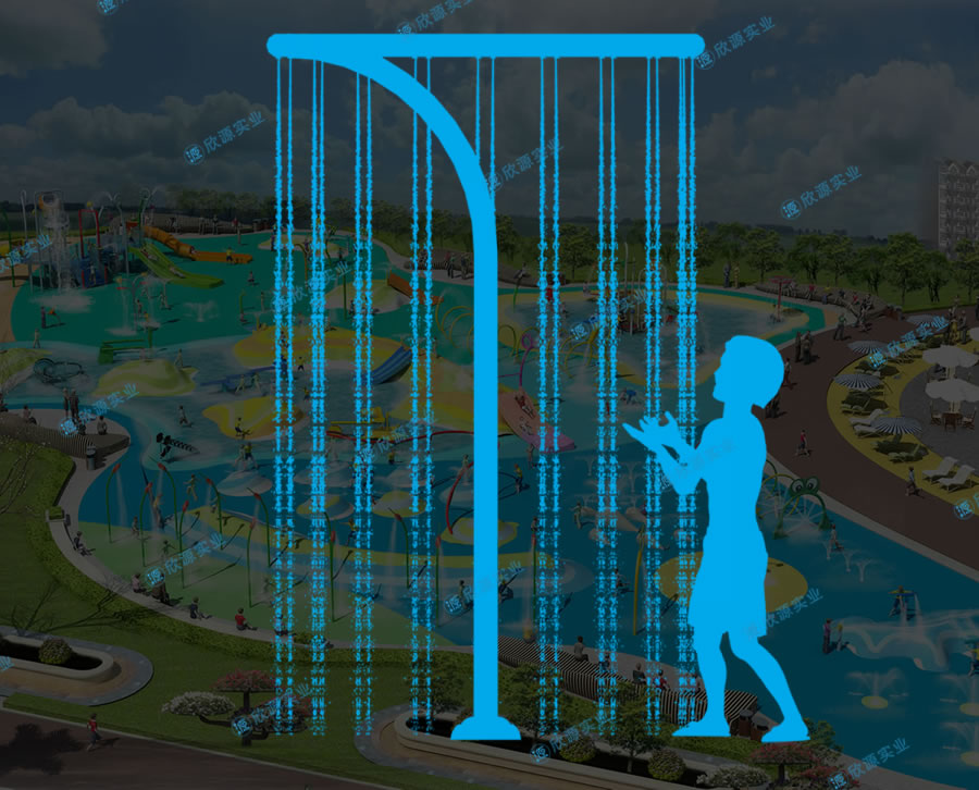 圓圈瀑布戲水小品設備